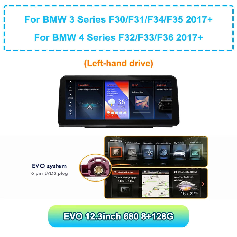 Krando 12.3'' Android GPS Navigation Auto Car Radio For BMW 3/4 Series F30/F31/F32/F33/F34/F35/F36 Stereo Auto GPS Navigation