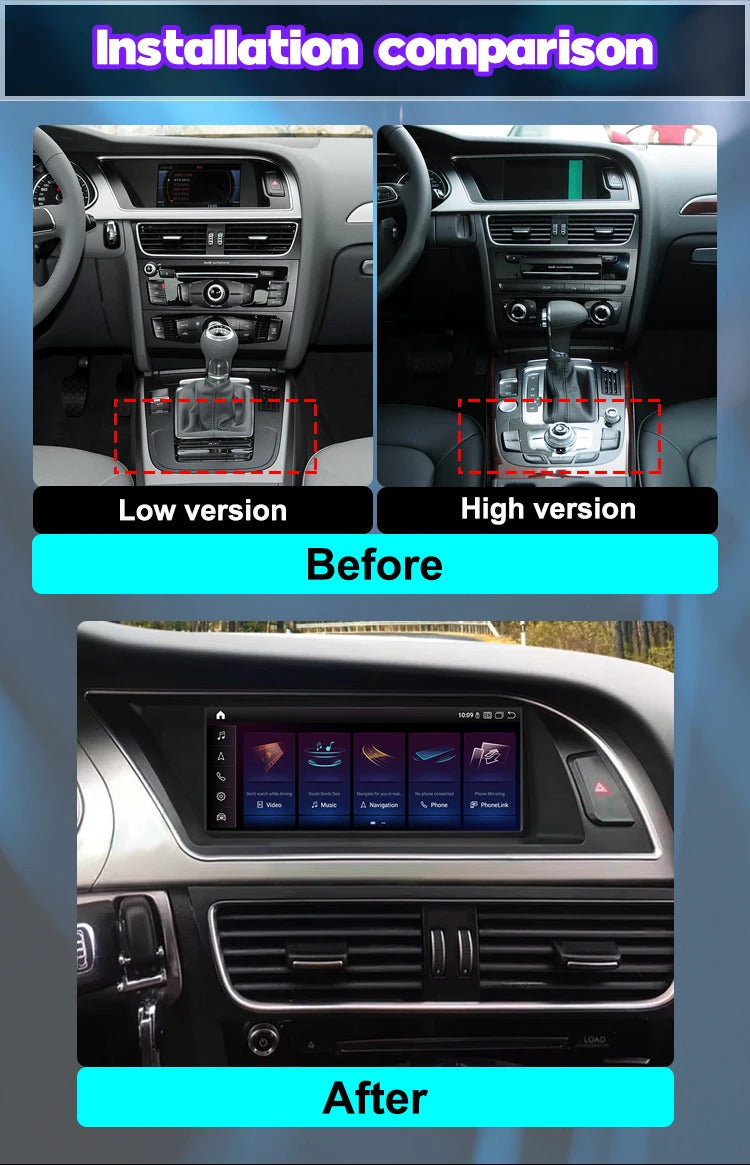 Krando 8.8 Inch DVD Multimedia Player For AUDI A4/A4L/A5 2013-2016 GPS Navigation CarPlay HD Touch Screen Head