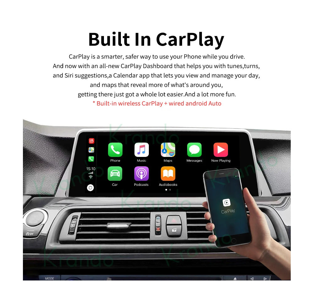 Krando 10.25 Inch Carplay Android For BMW 5 Series F07 GT 2011-2012 Stereo Multimedia Player GPS Navigation CarPlay HD Touch