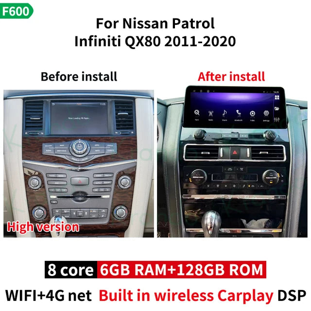 Krando Android 12.3'' Car Radio GPS stereo For Nissan Patrol Armada Y62 Infiniti QX80 QX56 2011-2020 navigation Multimedia Player system carplay android auto headunit