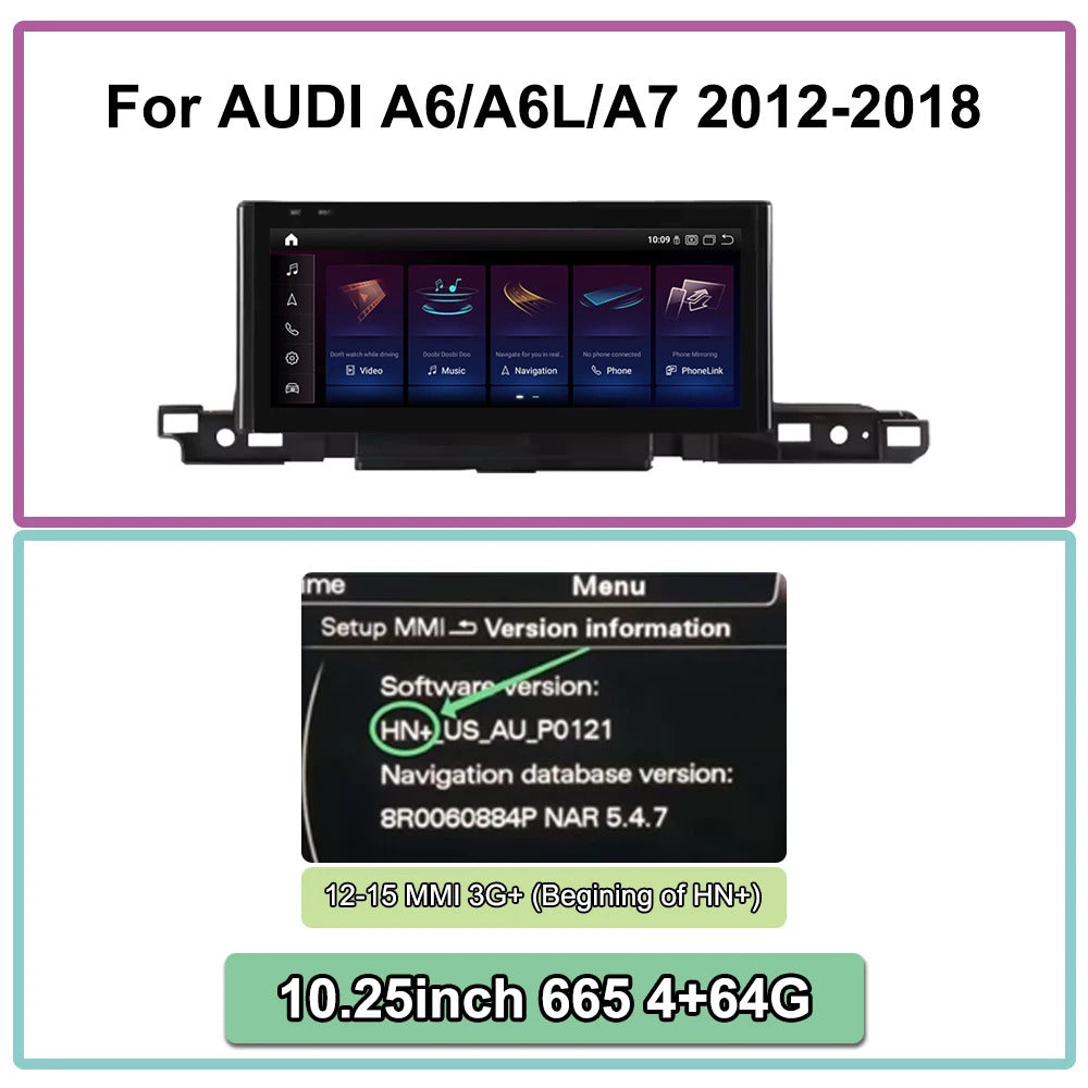Krando 10.25 Inch Auto GPS Navigation Car Radio For AUDI A6/A6L/A7 2012-2018 Multimedia Player GPS Navigation CarPlay HD Touch