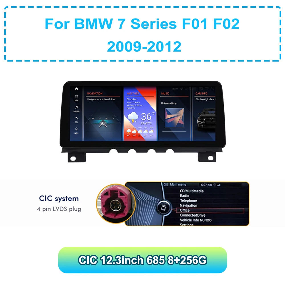 Krando 12.3''GPS Navigation Play HD carplay For BMW 7 Series F01 F02 2009-2015 Car Multimedia GPS 4G autoradio Player Stereo