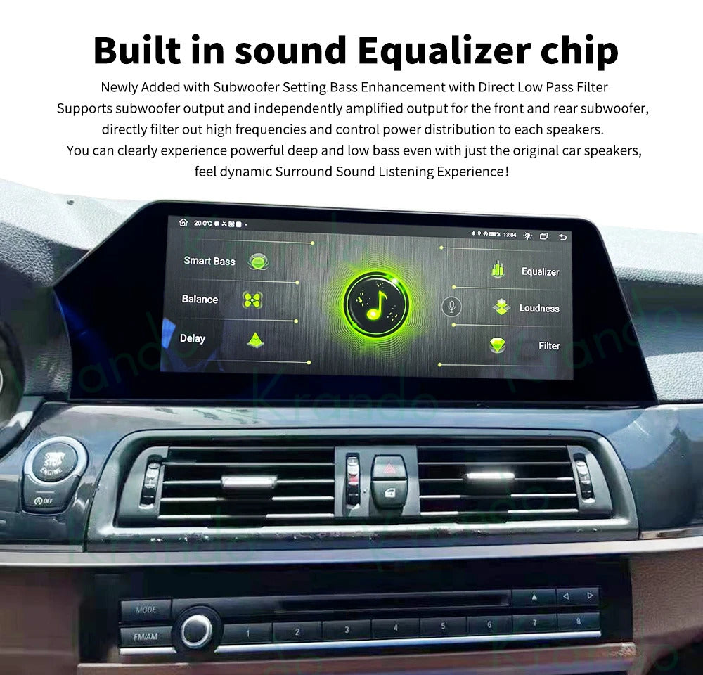 Krando 12.3 Inch Car Radio Android For BMW BMW 5 Series F10/F11 2011-2012 Multimedia Player GPS Navigation CarPlay Screen Head