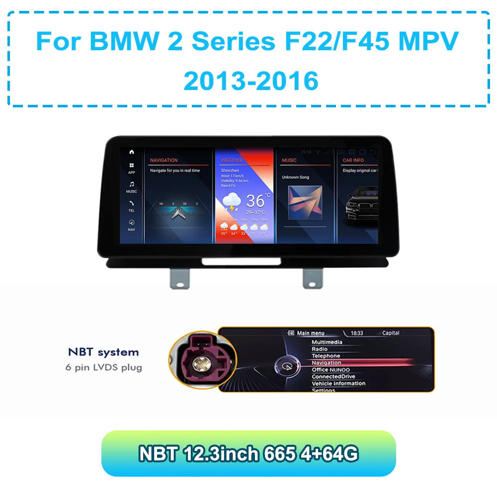 Krando 12.3'' Carplay Navigation Carplay HD Car Radio For BMW 2 Series F22/F45 MPV DVD Video Player Stereo Auto GPS Navigation