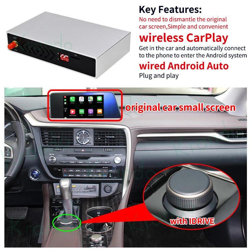 Krando Wireless Android Auto Apple CarPlay Interface MODULE For Lexus RX 200T 450H 2015-2020 BT rear camera Upgrade BOX