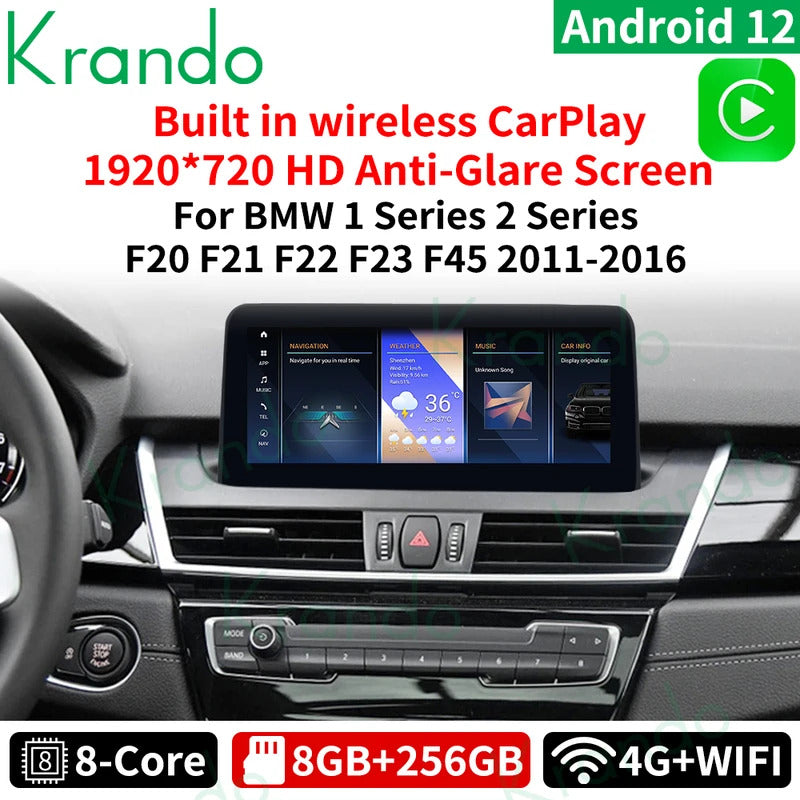 Krando 10.25'' Carplay Android DVD For BMW 1 Series F20/F21 2 Series F22/F23 Car Multimedia GPS 4G autoradio Player Stereo
