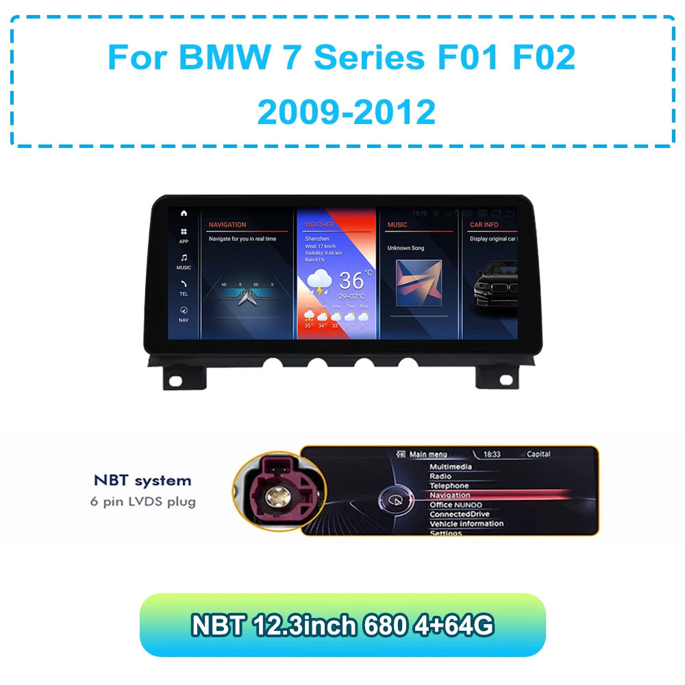 Krando 12.3''GPS Navigation Play HD carplay For BMW 7 Series F01 F02 2009-2015 Car Multimedia GPS 4G autoradio Player Stereo