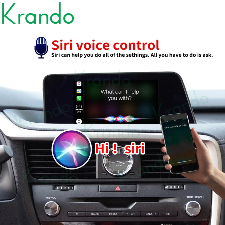 Krando Wireless Android Auto Apple CarPlay Interface MODULE For Lexus RX 200T 450H 2015-2020 BT rear camera Upgrade BOX