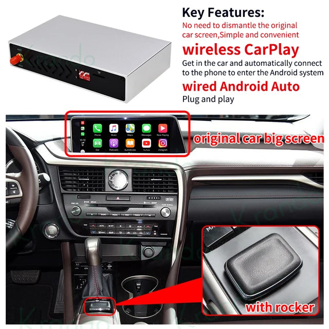 Krando Wireless Android Auto Apple CarPlay Interface MODULE For Lexus RX 200T 450H 2015-2020 BT rear camera Upgrade BOX