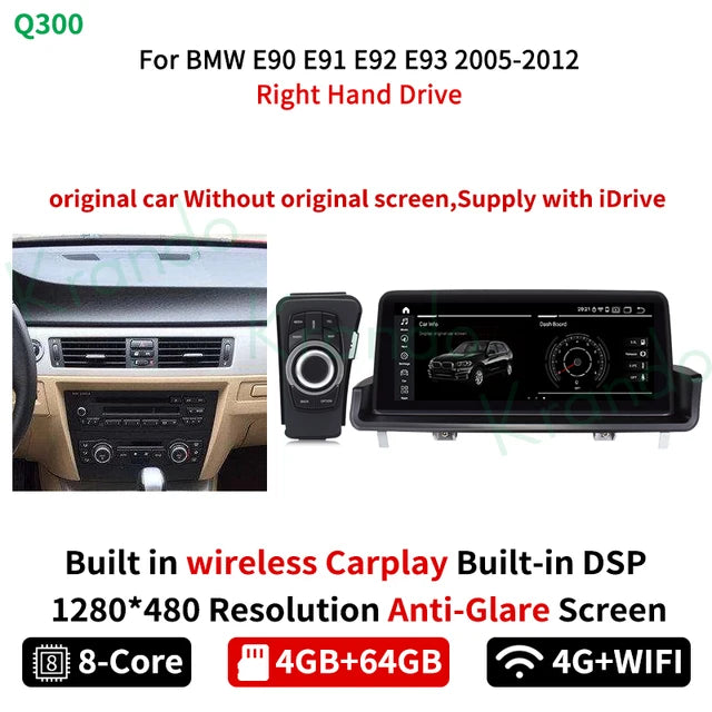 Krando Android 10.25'' Car Radio GPS stereo For BMW 3 Series E90 E91 E92 E93 320d 2005 - 2012 head unit navigation multimedia system wireless carplay android auto