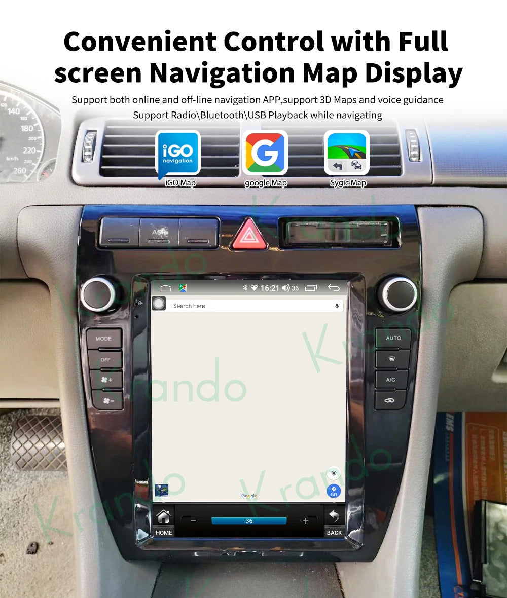 Krando 9.7 Inch Navigation Car Radio Android Auto NBT For Audi A6 1997-2003 Apple Carplay 4g Wireless Touch Screen Head Unit