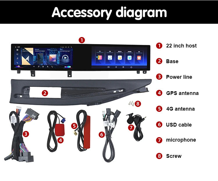 Krando 22'' Multimedia Video Android Auto GPS For BMW X5 F15 F85 X6 F16 X6M 2014-2018 Video Player Stereo Auto GPS Navigation