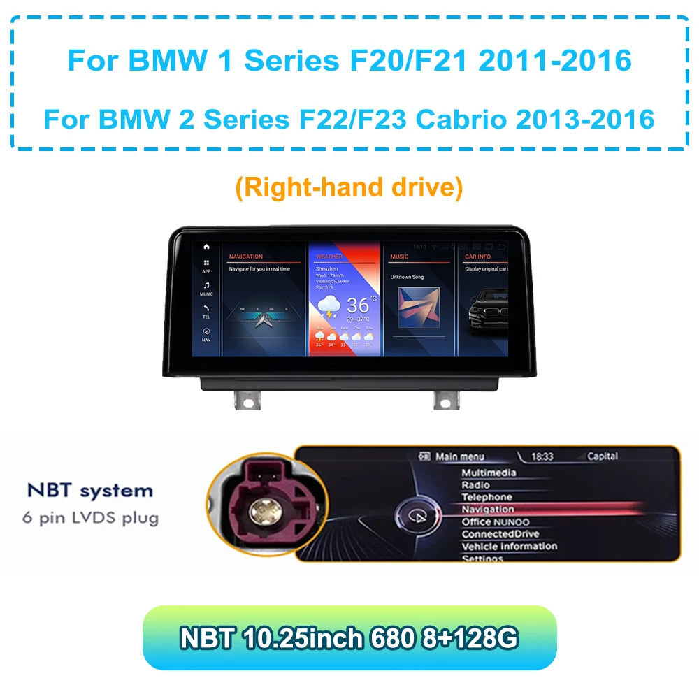 Krando 10.25'' Android Carplay Car Radio Car Multimedia for BMW 1/2 Series F20/F21/F22 F23 2011-2016 GPS Stereo Screen