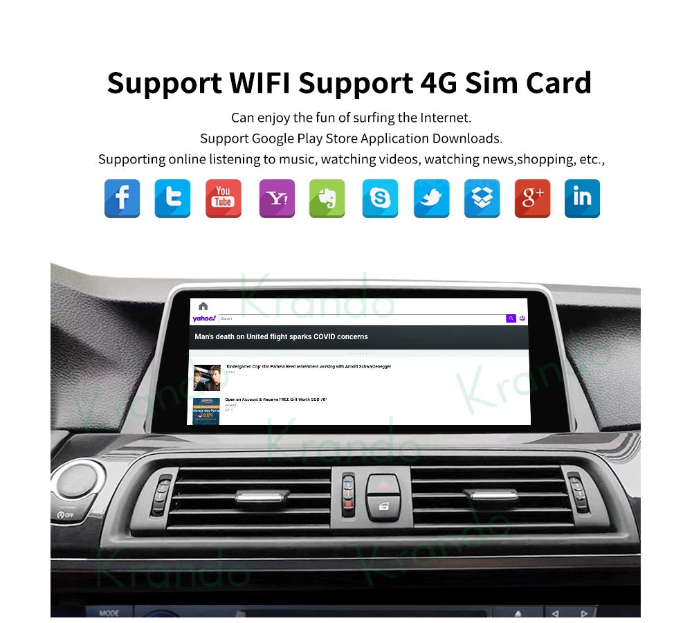 Krando 10.25 Inch Carplay Android For BMW 5 Series F07 GT 2011-2012 Stereo Multimedia Player GPS Navigation CarPlay HD Touch