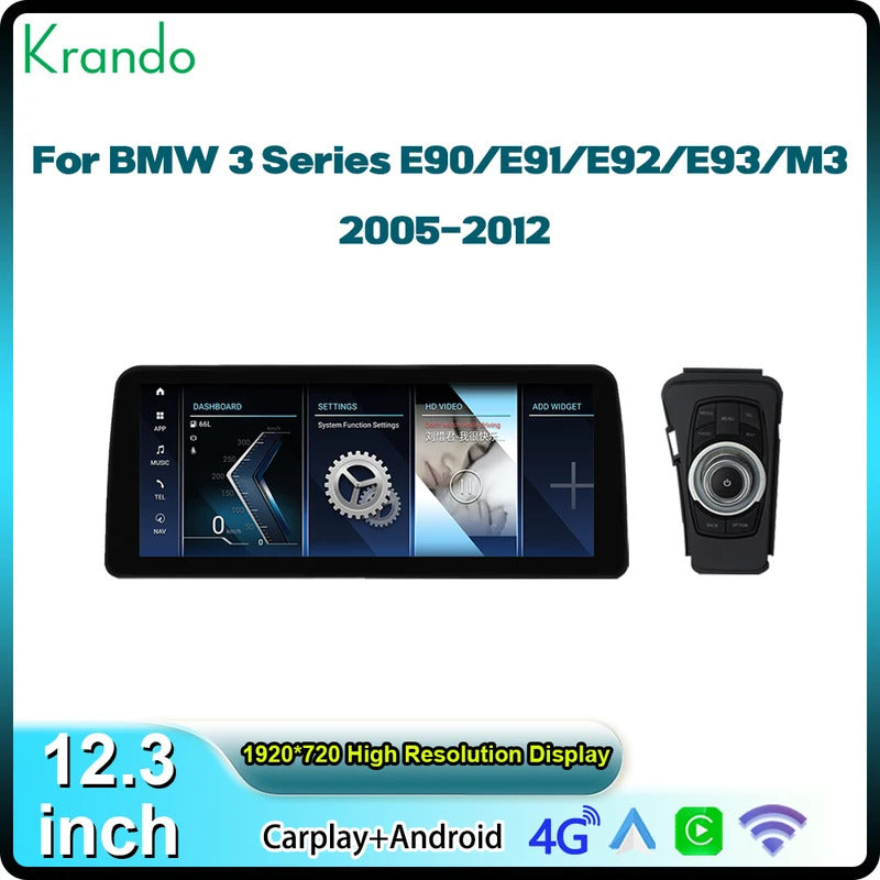 Krando 12.3'' Car Rad DVD Android For BMW 3 SeriesE90/E91/E92/E93/M3 2005-2012 Car Multimedia GPS 4G autoradio Player Stereo