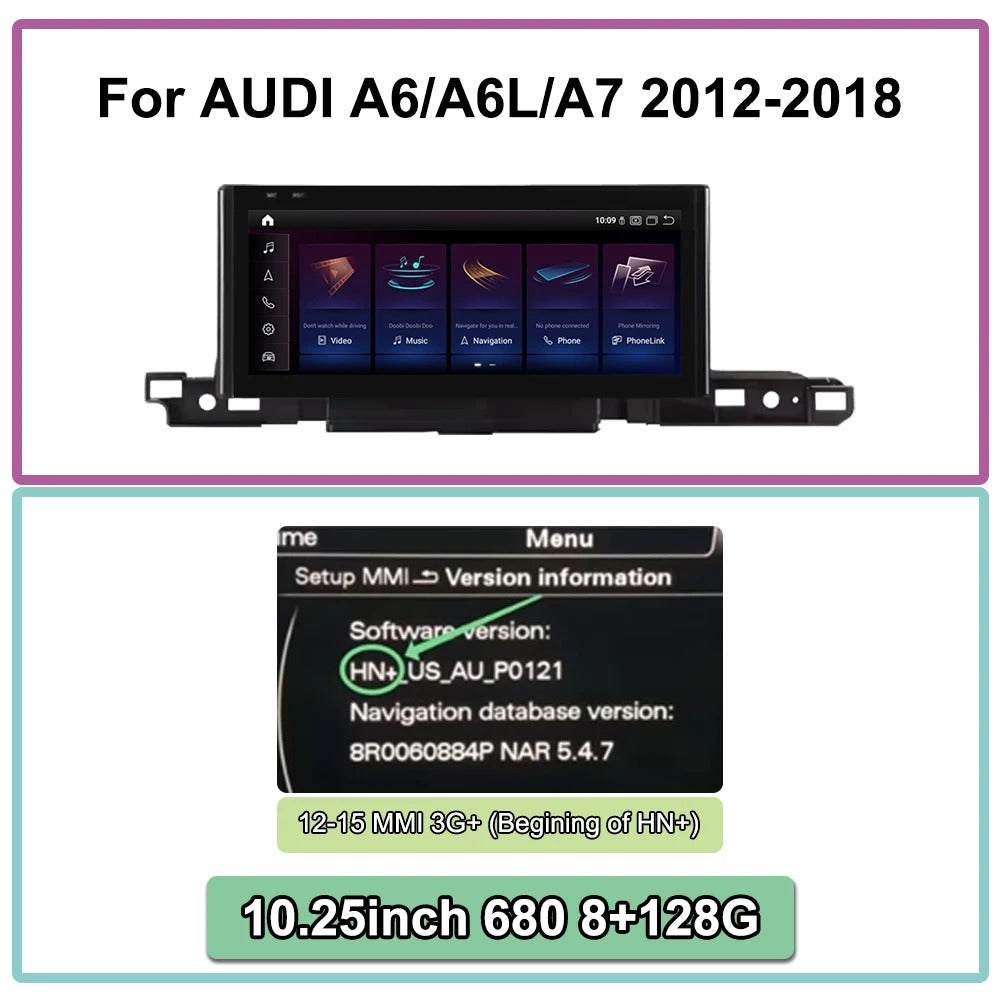 Krando 10.25 Inch Auto GPS Navigation Car Radio For AUDI A6/A6L/A7 2012-2018 Multimedia Player GPS Navigation CarPlay HD Touch