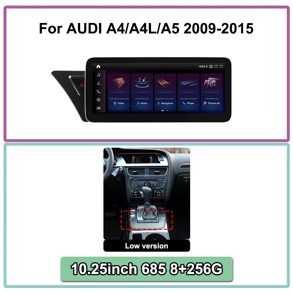 Krando 10.25 Inch Auto GPS Navigation For AUDI A4/A4L/A5 2009-2015 Stereo Multimedia Player GPS Navigation CarPlay Screen Head