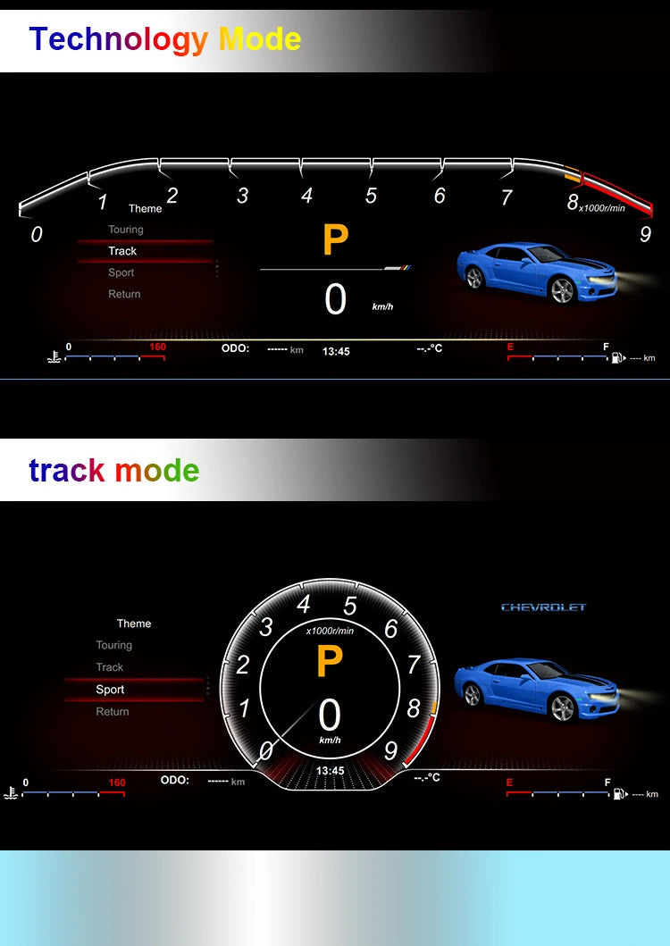 Krando 12.3'' Linux Car Digital Cluster For Chevrolet Camaro 2010 - 2015 LCD Dashboard Panel Virtual CockPit Speedometer Instrument