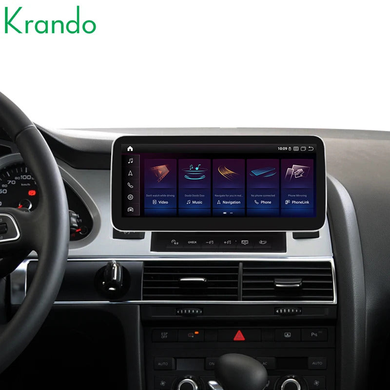 Krando 10.25 Inch DVD Auto Carplay Android Auto Radio For AUDI A6 A6L 2005-2011 CarPlay HD Touch Screen Head