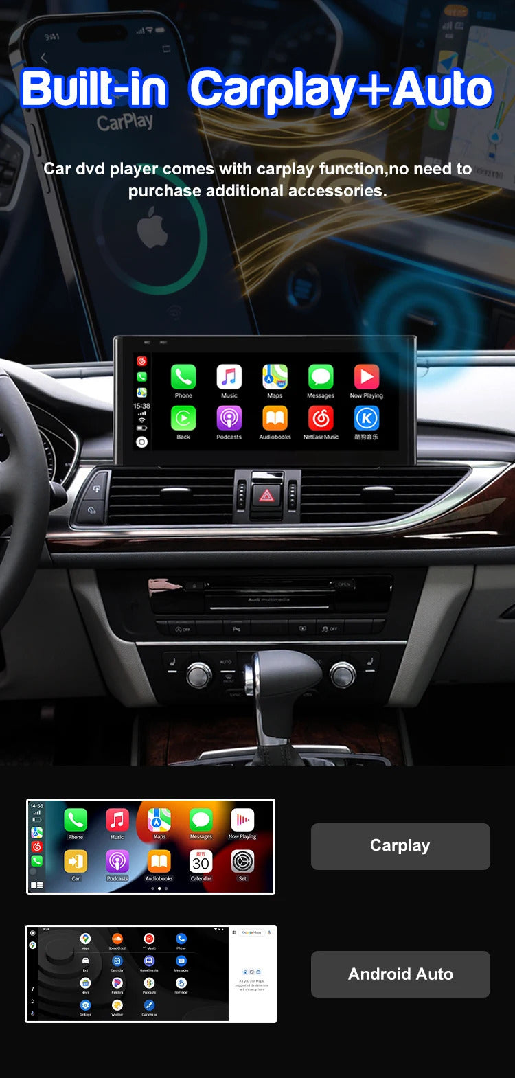 Krando 10.25 Inch Auto GPS Navigation Car Radio For AUDI A6/A6L/A7 2012-2018 Multimedia Player GPS Navigation CarPlay HD Touch