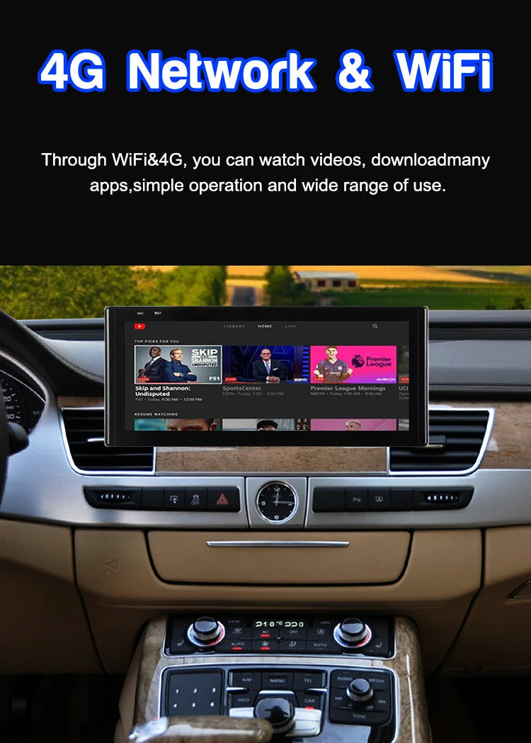 Krando 12.3 Inch Android Auto Radio Screen For AUDI A8 2010-2017 CarPlay HD Touch Screen Head