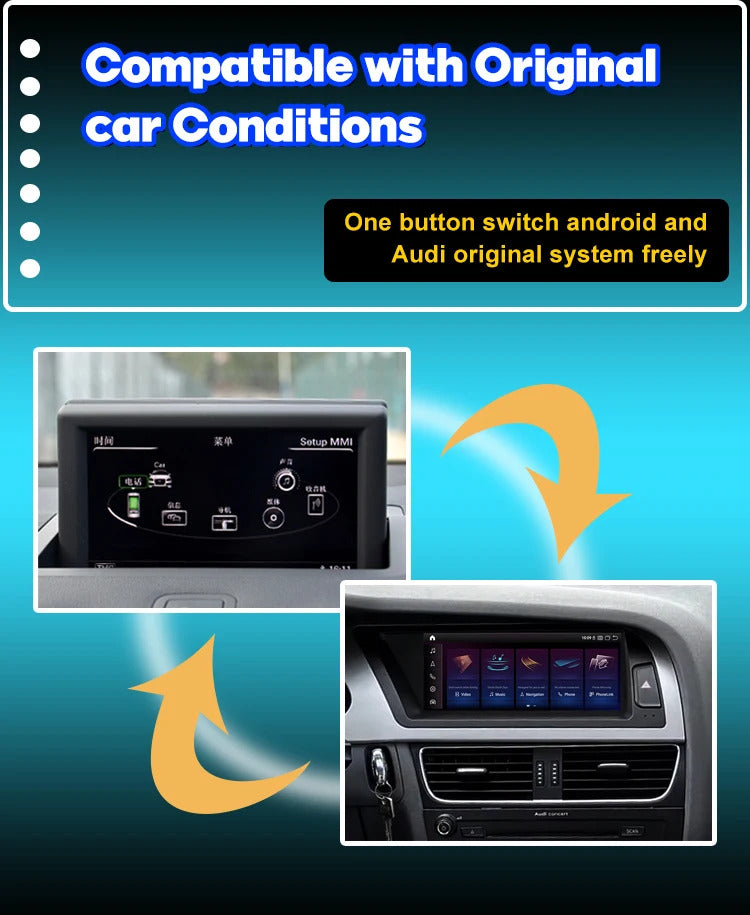 Krando 8.8 Inch Auto NBT Android System For AUDI A4/A4L 2004-2012 GPS Navigation CarPlay HD Touch Screen Head