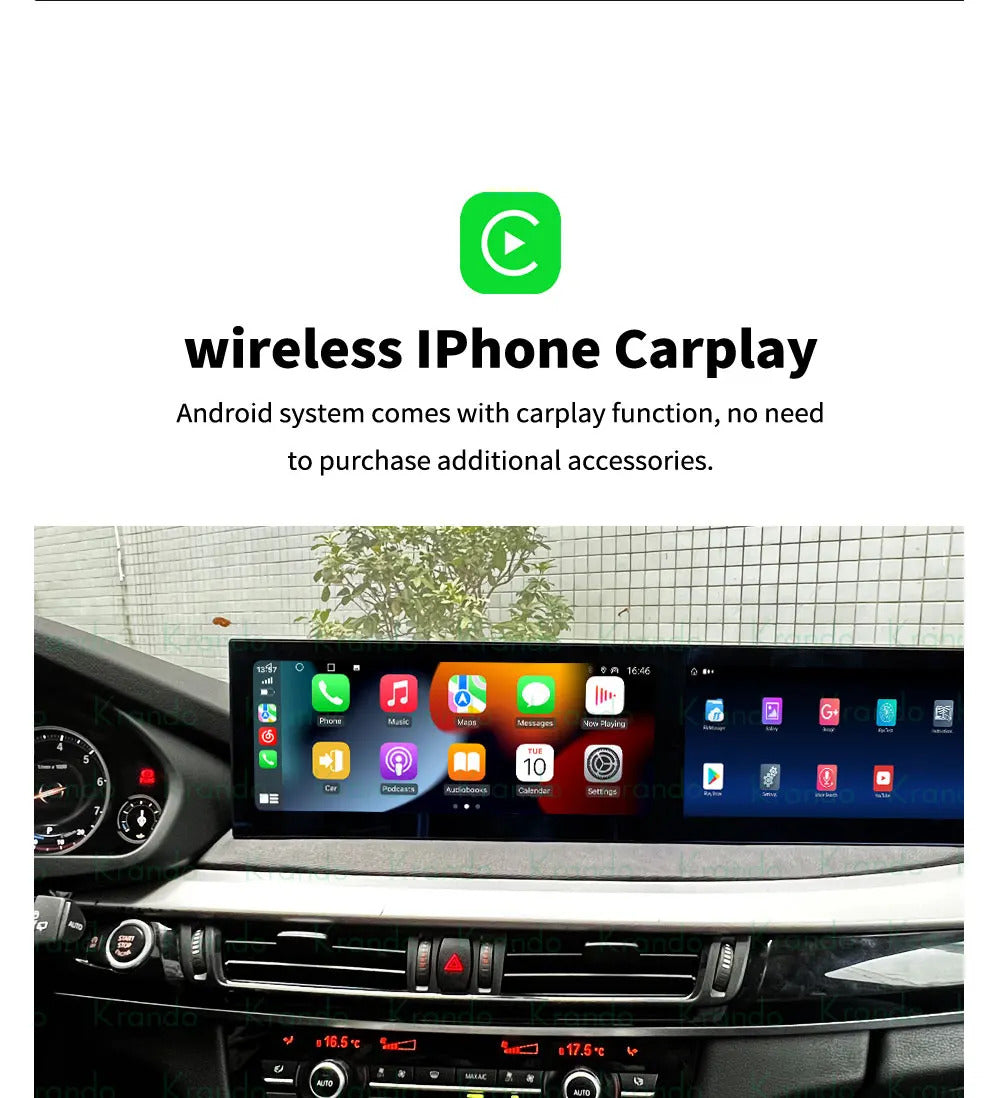 Krando 24.6'' Car Navigation for BMW X5 X6 F15 F16 2013 - 2017 Android Autoradio Screen Wireless Carplay Multimedia Head Unit
