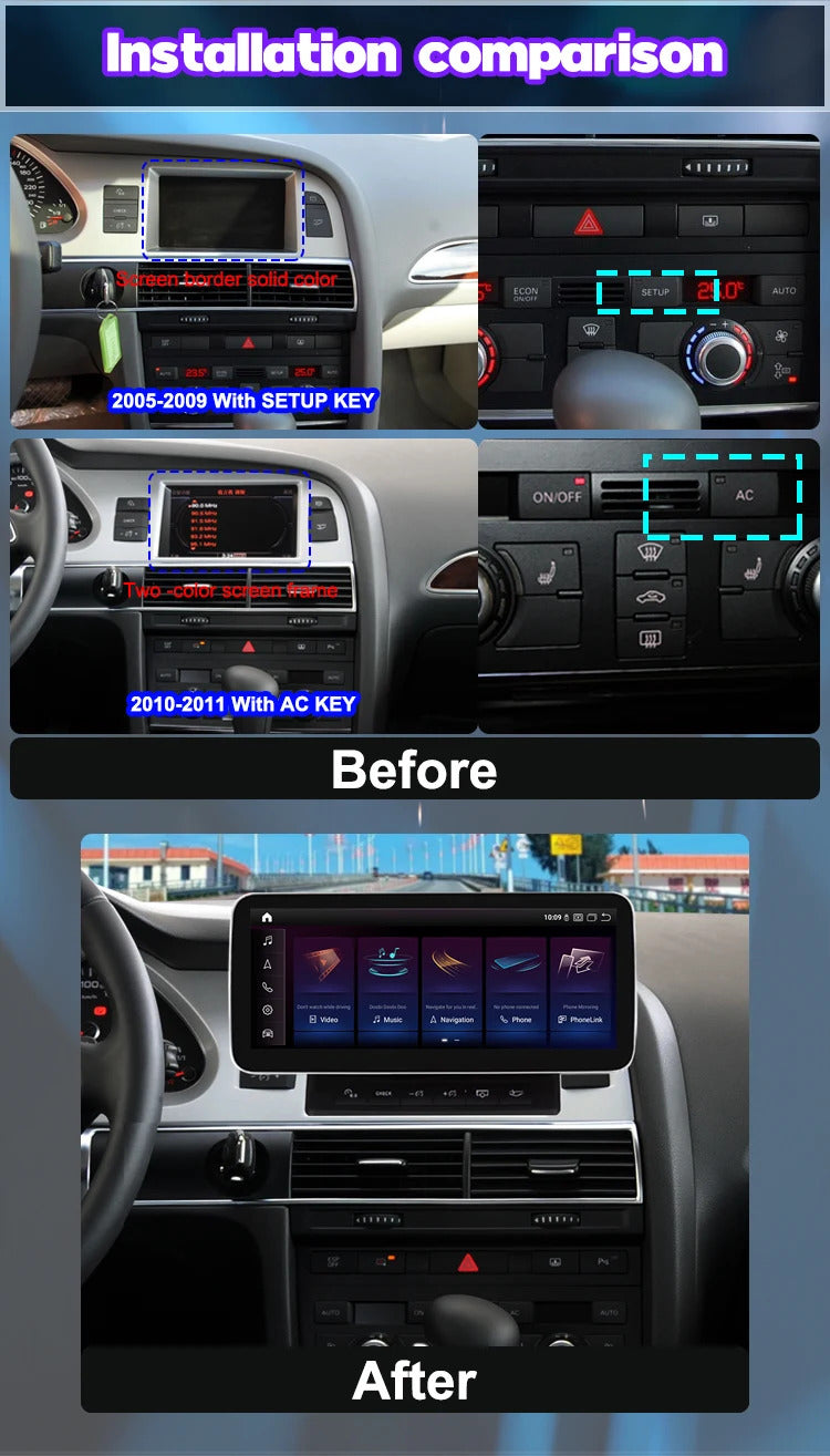 Krando 12.3 Inch Navigation Car Radio Android Auto NBT For AUDI A6 A6L 2005-2011 Carplay 4g Wireless Touch Screen Head Unit