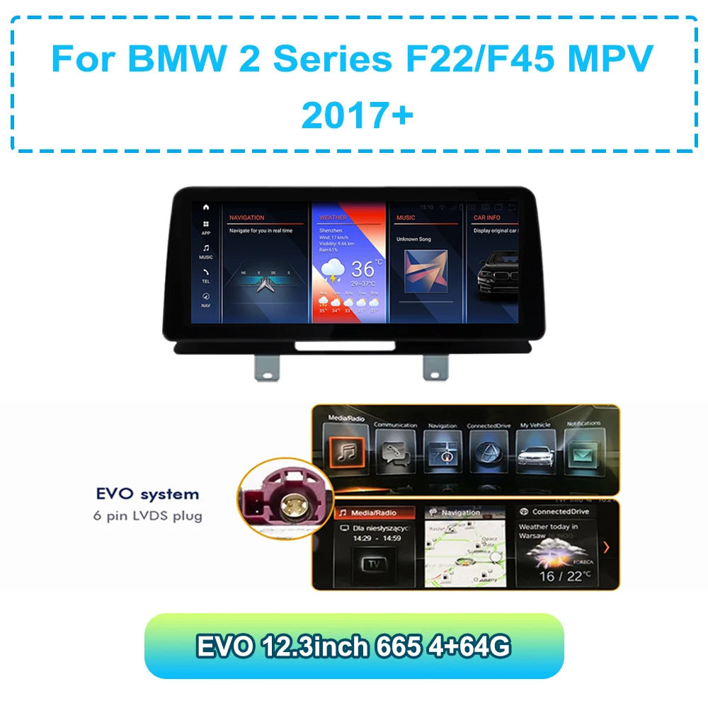 Krando 12.3'' Carplay Navigation Carplay HD Car Radio For BMW 2 Series F22/F45 MPV DVD Video Player Stereo Auto GPS Navigation