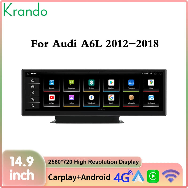 Krando 14.9 Inch Auto NBT System For AUDI A6/A6L/A7 2012 Stereo Multimedia Player GPS Navigation CarPlay HD Touch Screen Head