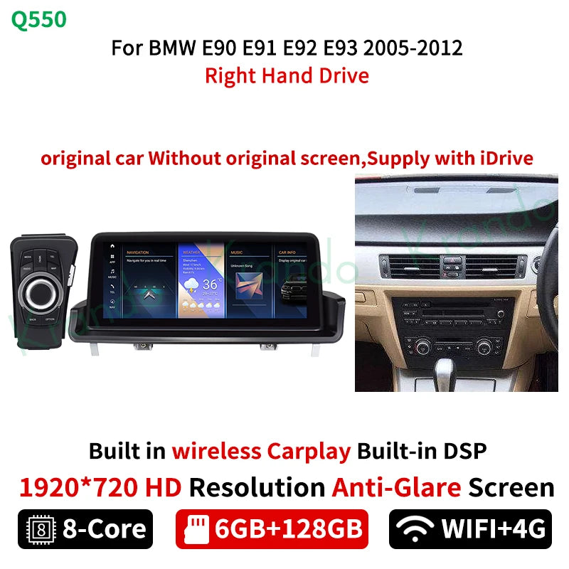 Krando Android 10.25'' Car Radio GPS stereo For BMW 3 Series E90 E91 E92 E93 320d 2005 - 2012 head unit navigation multimedia system wireless carplay android auto