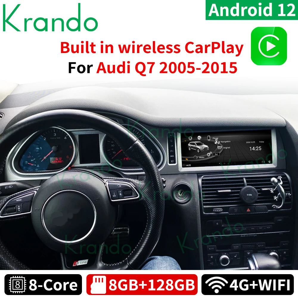 Krando 10.25'' Android Car Multimedia Autoradio for Audi Q7 2005-2015 Navigation radio GPS navigation system OEM Factory Style with carplay android auto 4g sim