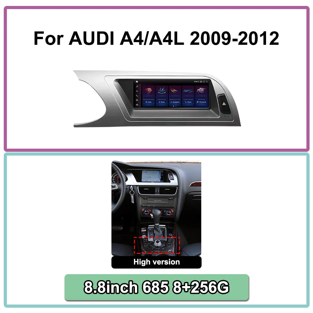 Krando 8.8 Inch Auto NBT Android System For AUDI A4/A4L 2004-2012 GPS Navigation CarPlay HD Touch Screen Head