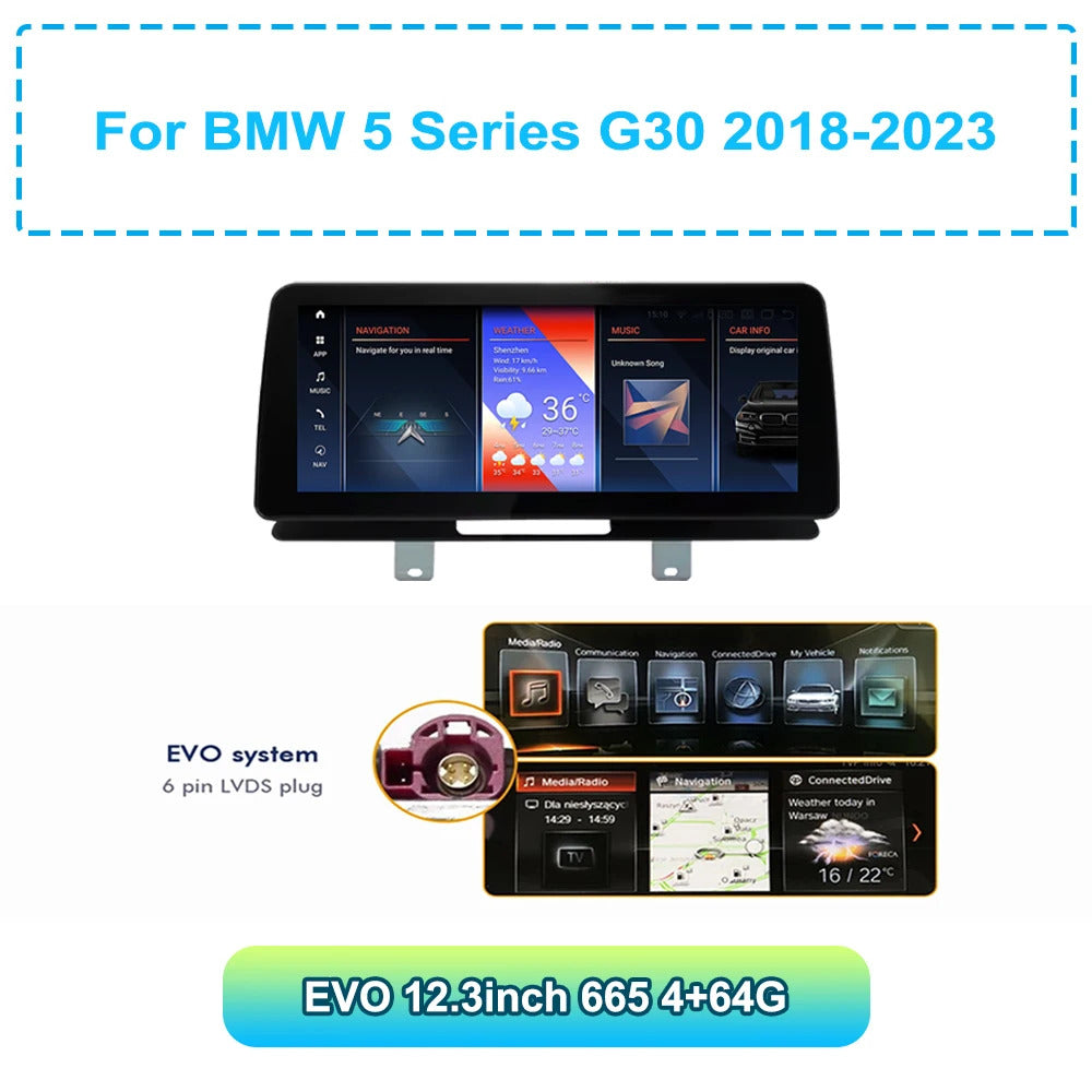 Krando 10.25/12.3 Inch Car Radio Navigation Play For BMW 5 Series G30 2018- Multimedia Player GPS Navigation Screen Head