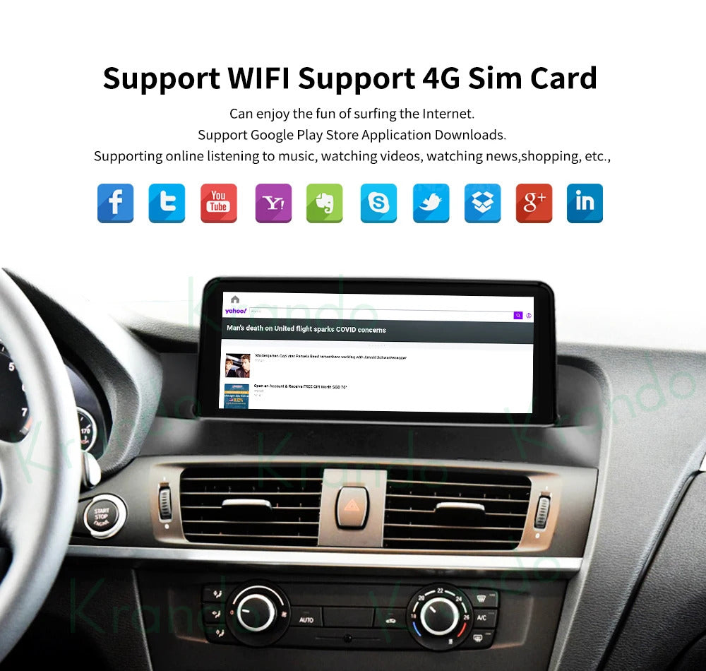 Krando 12.3'' Android Auto GPS Multimedia Video For BMW X3 X4 F25 F26 DVD Video Player Stereo Auto GPS Navigation