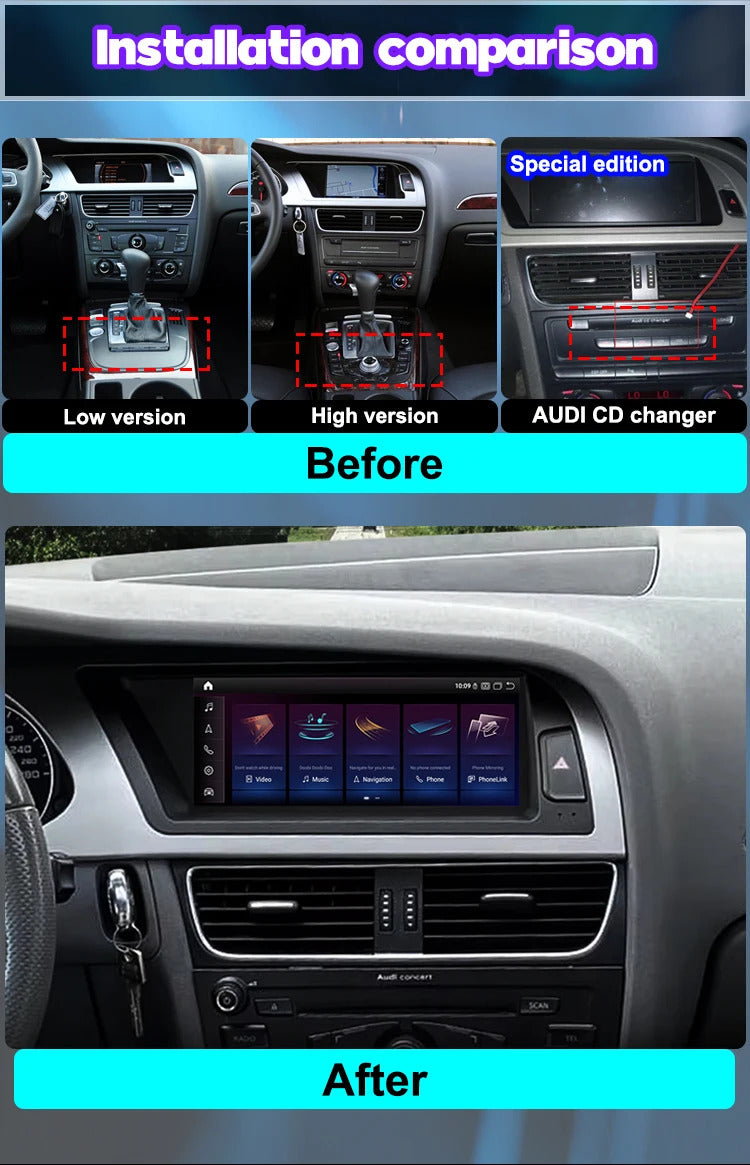 Krando 8.8 Inch Auto NBT Android System For AUDI A4/A4L 2004-2012 GPS Navigation CarPlay HD Touch Screen Head