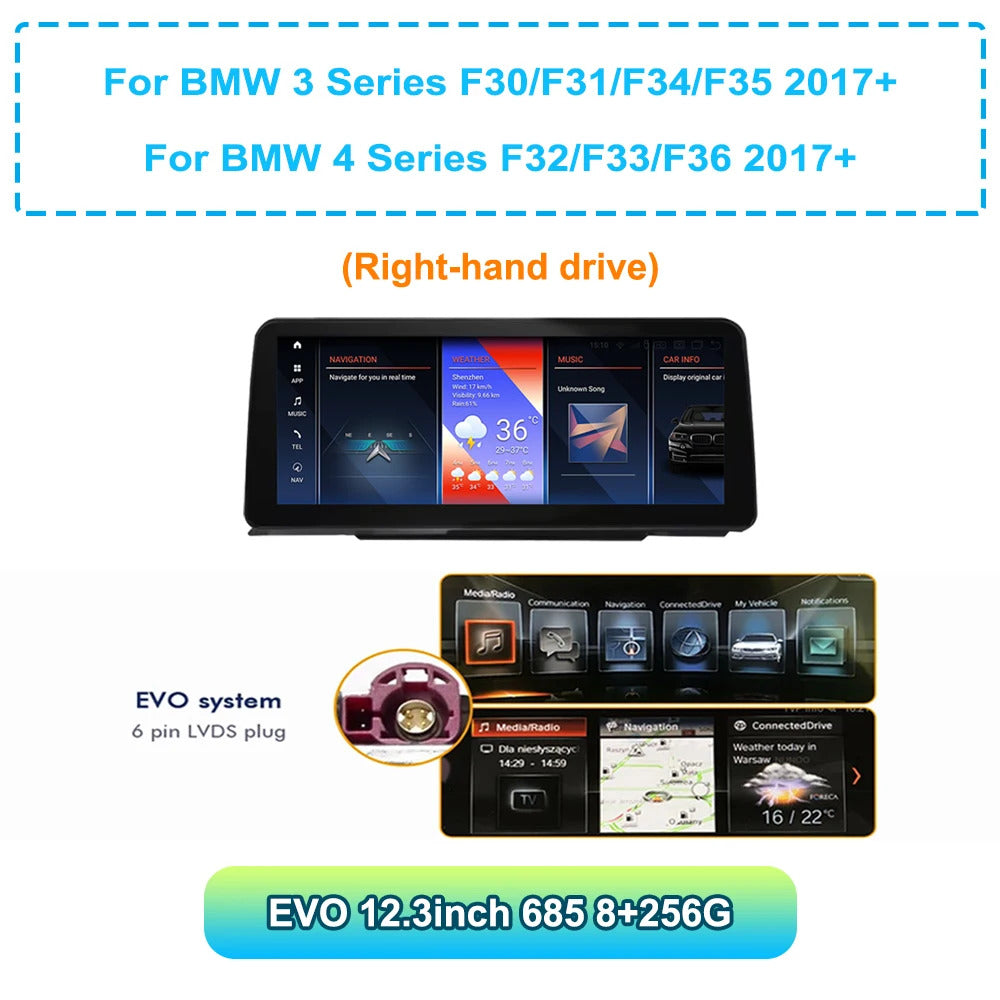 Krando 12.3'' Android GPS Navigation Auto Car Radio For BMW 3/4 Series F30/F31/F32/F33/F34/F35/F36 Stereo Auto GPS Navigation