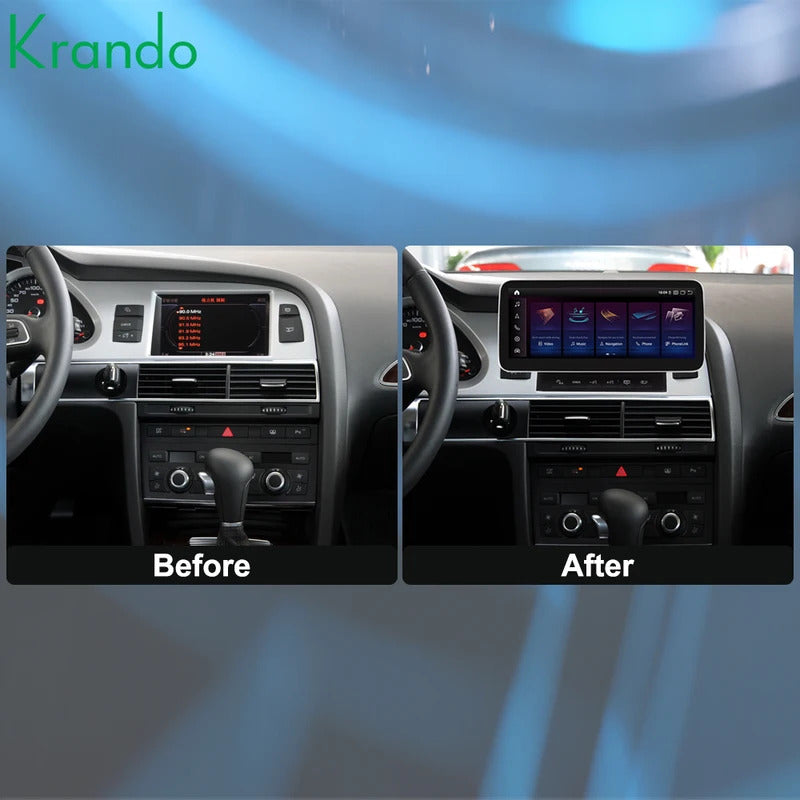 Krando 10.25 Inch DVD Auto Carplay Android Auto Radio For AUDI A6 A6L 2005-2011 CarPlay HD Touch Screen Head