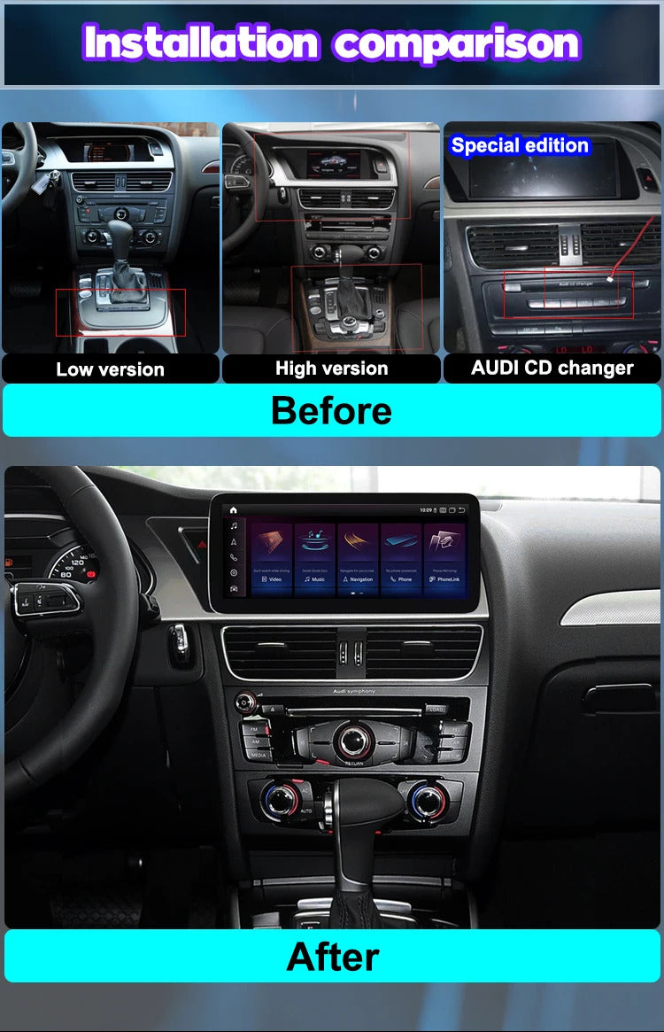 Krando 10.25 Inch Auto GPS Navigation For AUDI A4/A4L/A5 2009-2015 Stereo Multimedia Player GPS Navigation CarPlay Screen Head