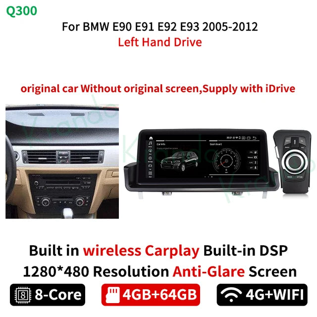 Krando Android 10.25'' Car Radio GPS stereo For BMW 3 Series E90 E91 E92 E93 320d 2005 - 2012 head unit navigation multimedia system wireless carplay android auto