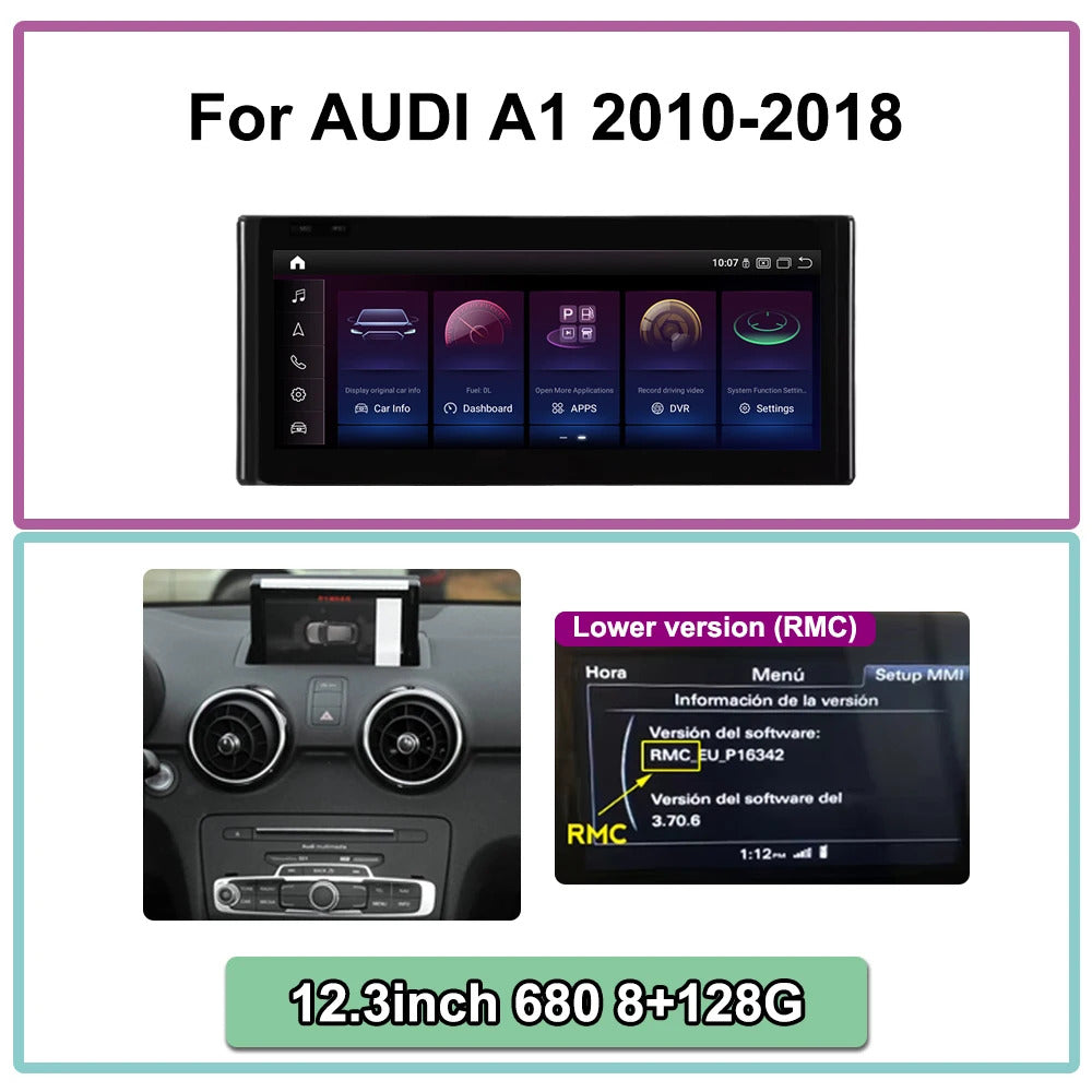 Krando 12.3 Inch Auto NBT System For AUDI A1 2010-2018 Stereo Multimedia Player GPS Navigation CarPlay HD Touch Screen Head