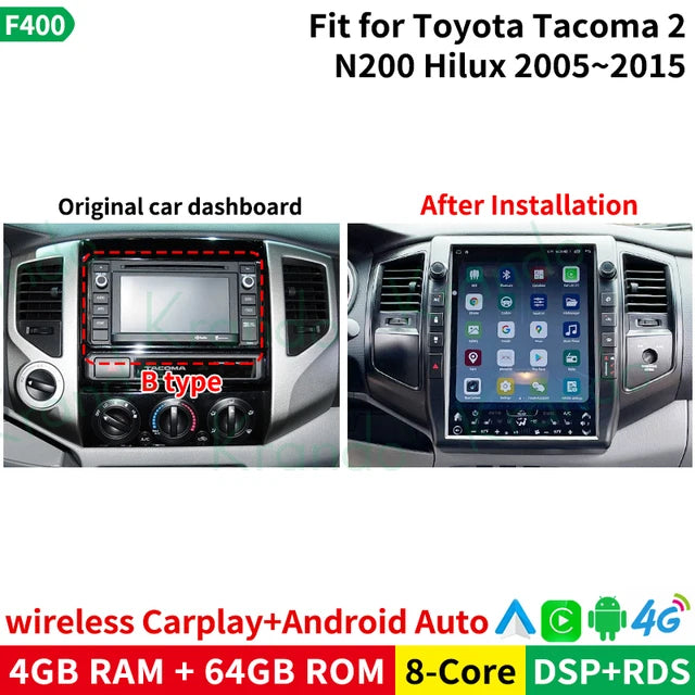 Krando 13" verticial screen Car Radio GPS Android For TOYOTA Tacoma 2 N200 Hilux 2005-2015 Navigaion stereo Multimedia Head Unit Tesla style carplay android auto
