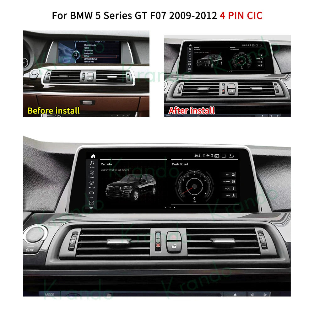 Krando 10.25 Inch Carplay Android For BMW 5 Series F07 GT 2011-2012 Stereo Multimedia Player GPS Navigation CarPlay HD Touch