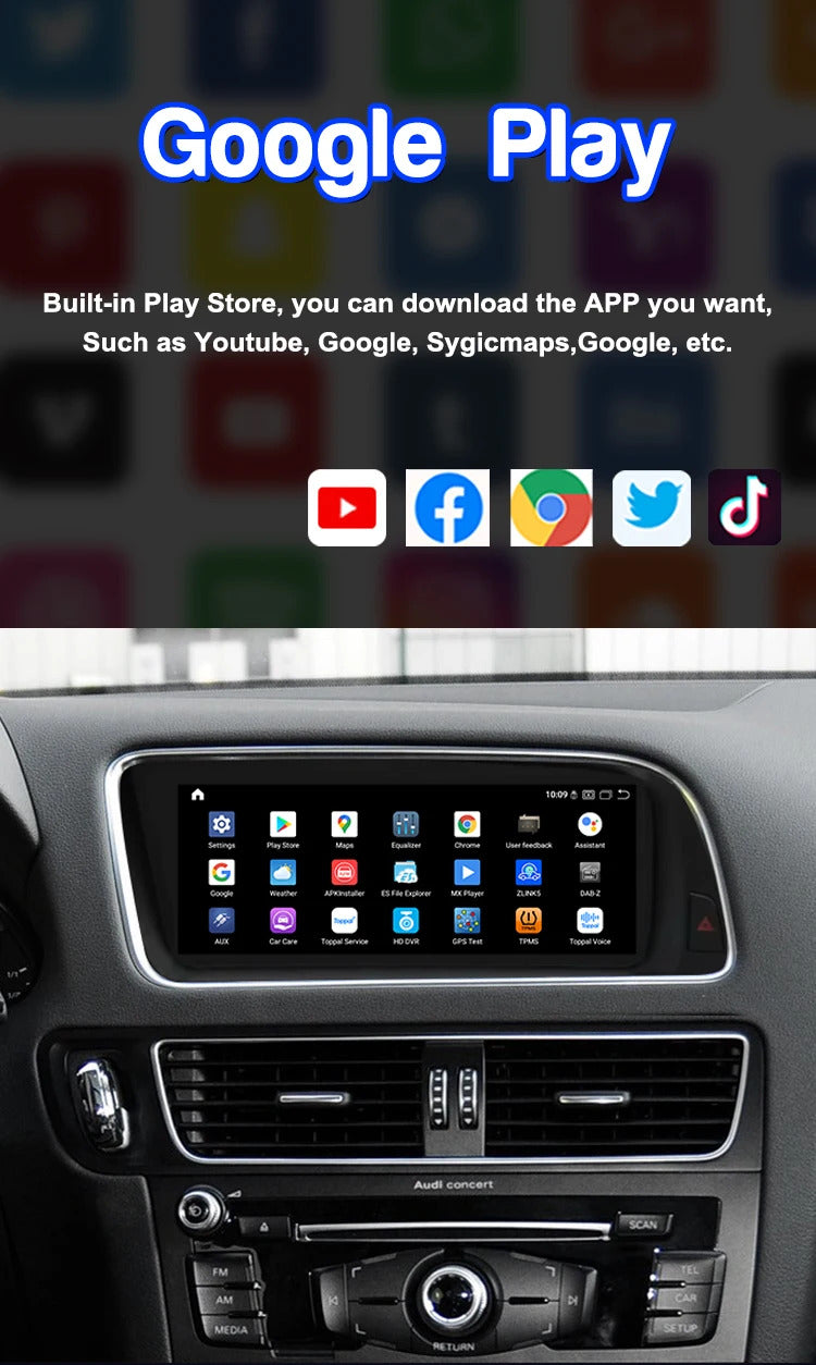 Krando 8.8'' Car Radio Auto GPS Carplay Android For AUDI Q5 2009-2017 Car Multimedia GPS 4G autoradio