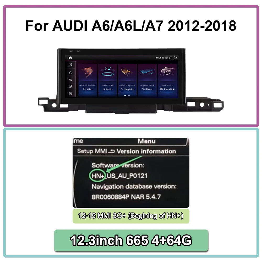 Krando 12.3'' Car Radio Auto NBT System ForAUDI A6/A6L/A7 2012-2018 Wireless CarPlay Android display GPS Head Unit
