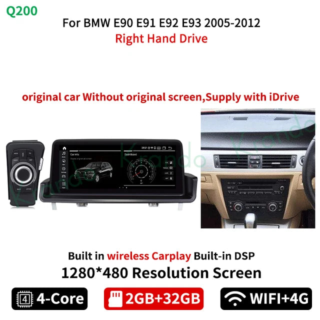 Krando Android 10.25'' Car Radio GPS stereo For BMW 3 Series E90 E91 E92 E93 320d 2005 - 2012 head unit navigation multimedia system wireless carplay android auto