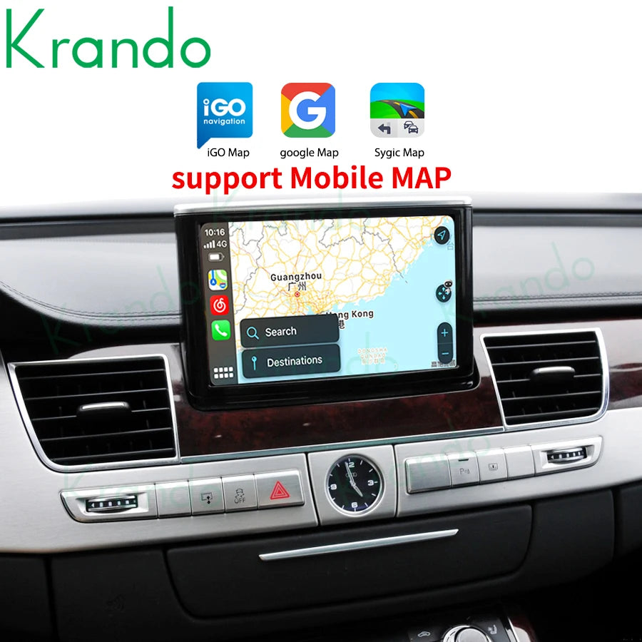 Krando Android Auto Wireless CarPlay Interface module Box For Audi A8 2010 - 2017 MMI 3G Upgrade BT Siri Control camera active