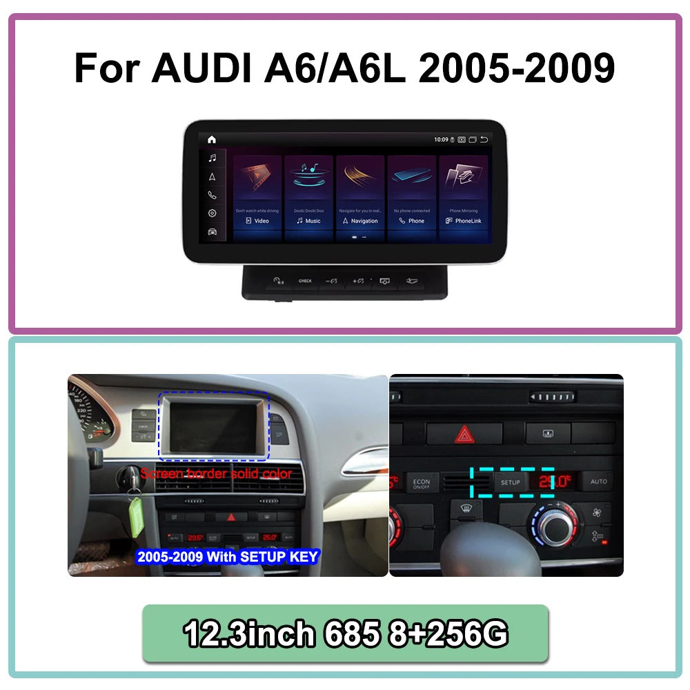 Krando 12.3 Inch Navigation Car Radio Android Auto NBT For AUDI A6 A6L 2005-2011 Carplay 4g Wireless Touch Screen Head Unit
