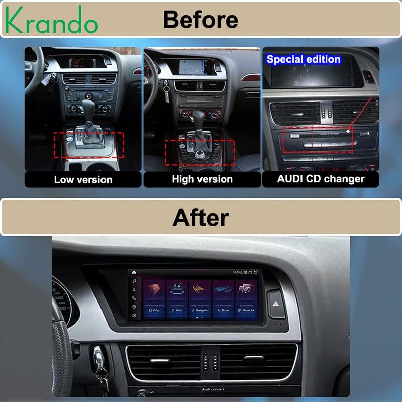 Krando 8.8 Inch Auto NBT Android System For AUDI A4/A4L 2004-2012 GPS Navigation CarPlay HD Touch Screen Head