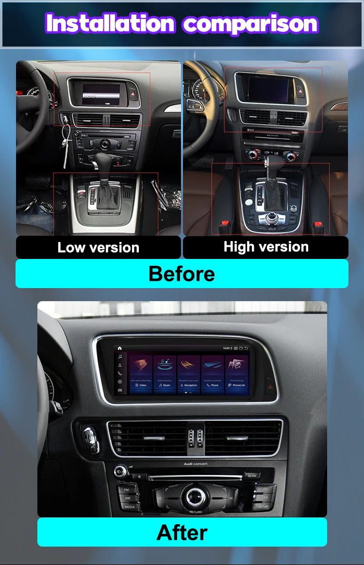 Krando 8.8'' Car Radio Auto GPS Carplay Android For AUDI Q5 2009-2017 Car Multimedia GPS 4G autoradio